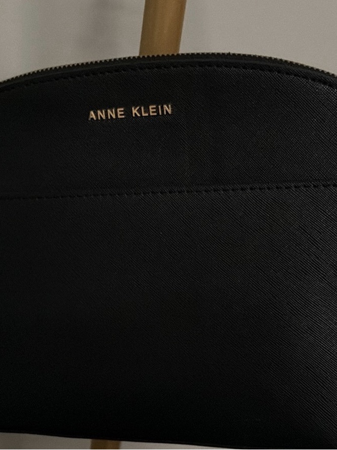 Anne Klein Black Crossbody Bag With Gold Logo